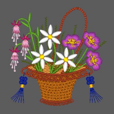Blooming Baskets Machine Embroidery Design